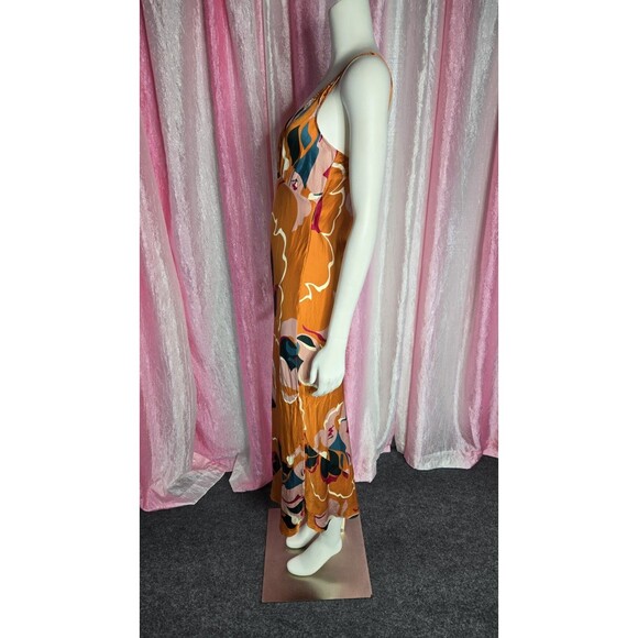 Reformation Marguerite 100% Silk Midi Electra Orange Floral Dress Size Small - Picture 7 of 12